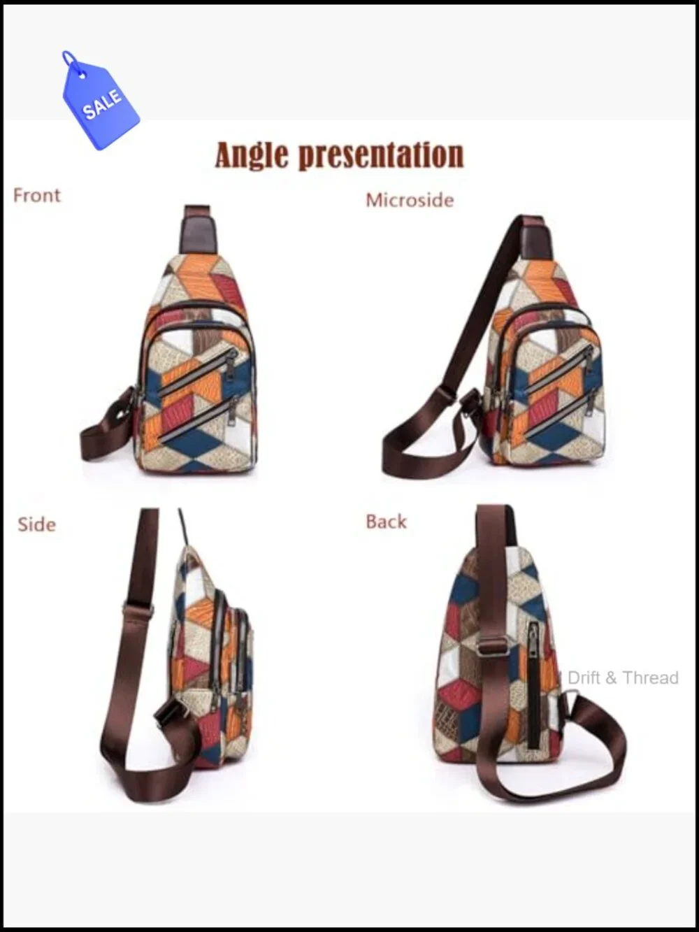 PU Leather Sling Backpack Crossbody Bag Travel Daypack